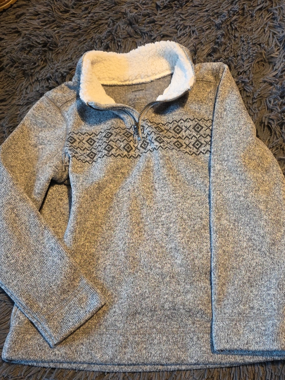 Sonoma Gray 1/4 Zip Sherpa Collar Pullover